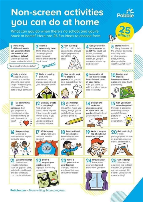 Non-screen activities Non-screen activities
